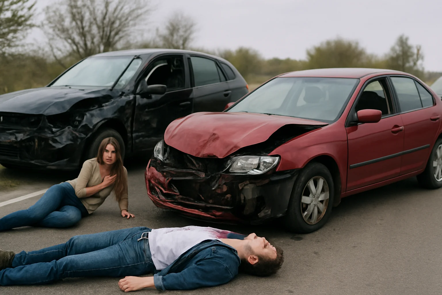 DJ222 km 13, spre Agighiol: mașină răsturnată, șoferiță la SJU