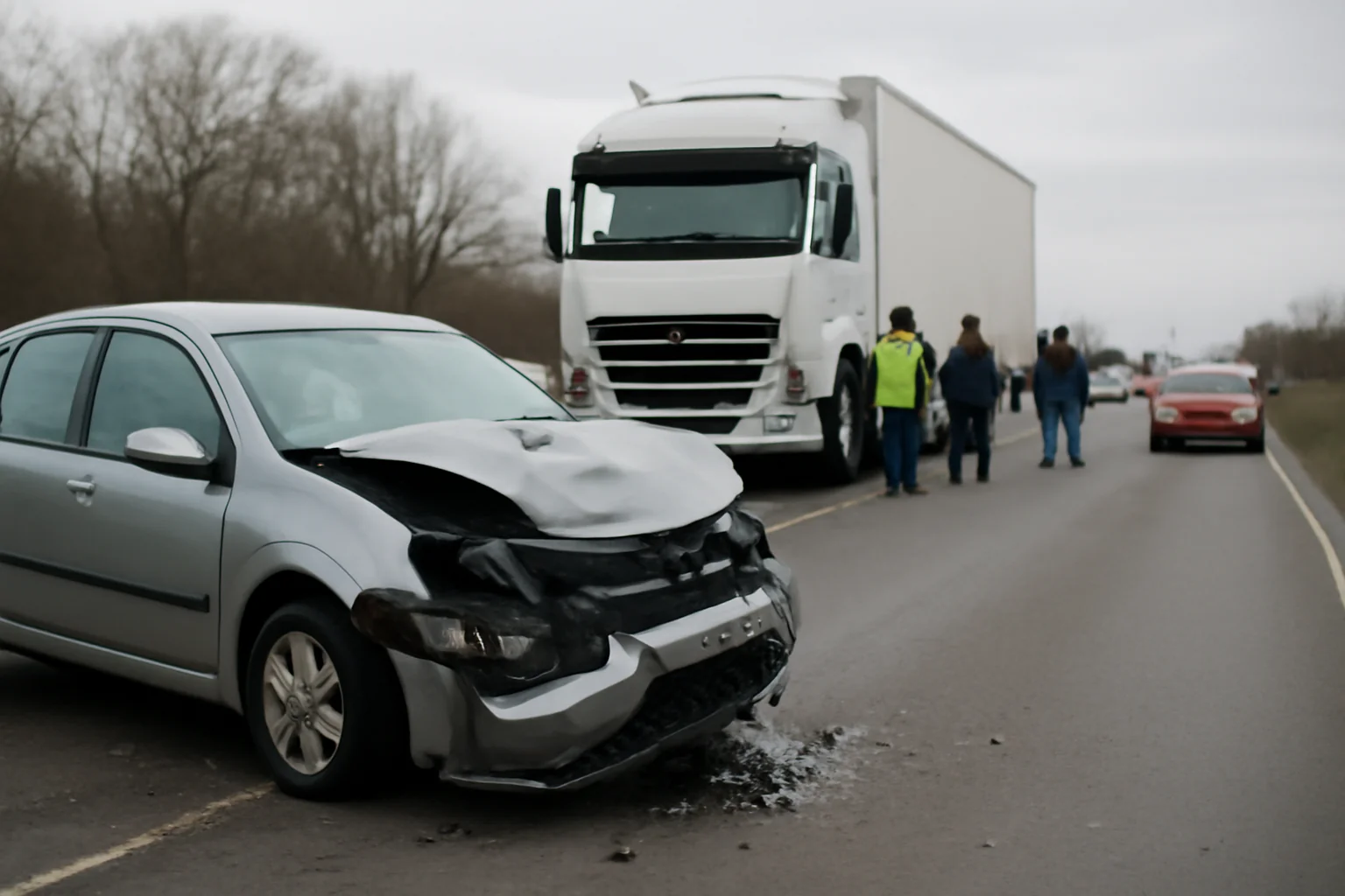 Accident rutier pe DN 22 lângă Măcin, județul Tulcea: trafic dirijat după ieșirea în decor a unui ansamblu auto