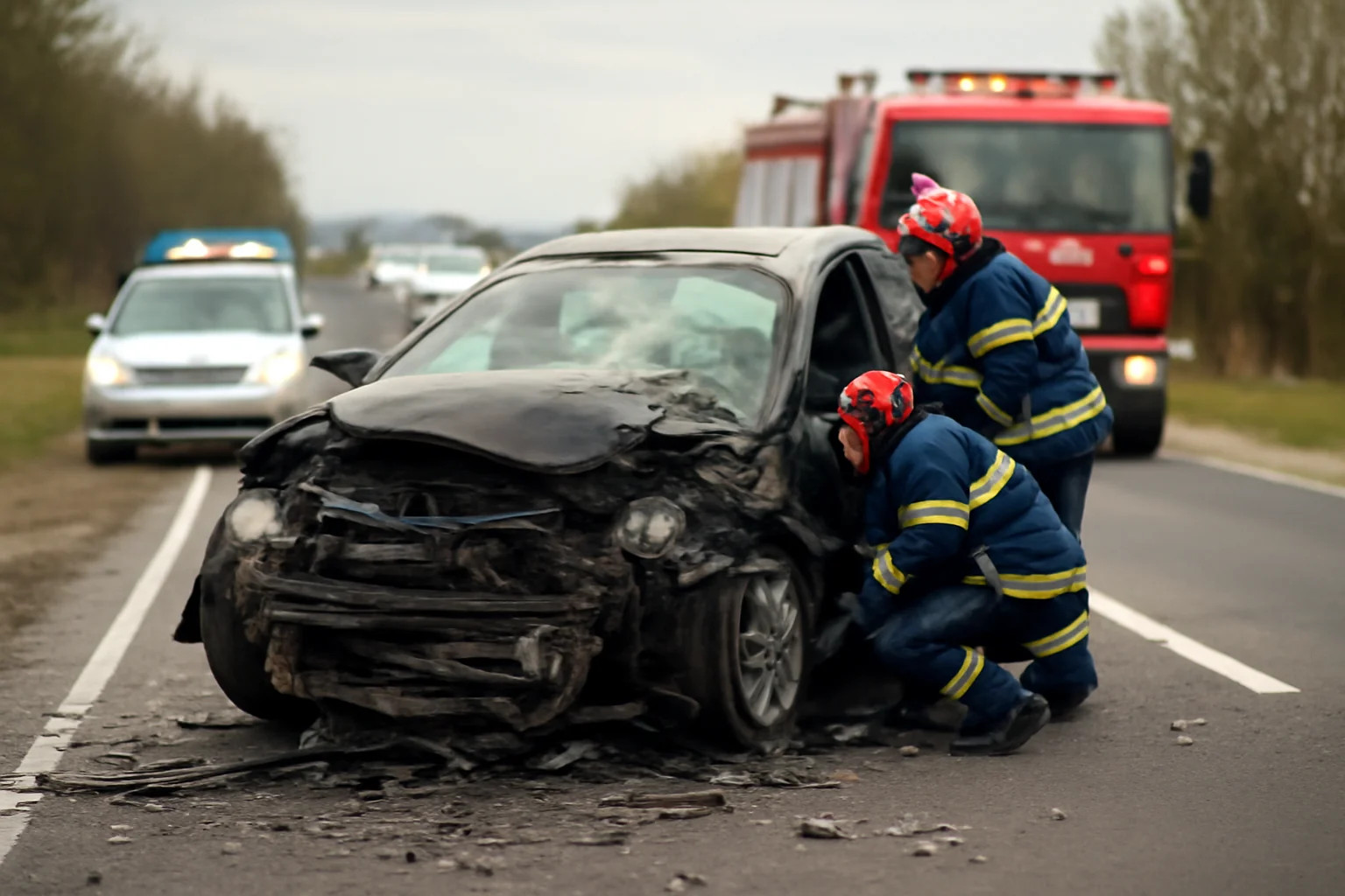 Accident rutier pe DN 22, lângă Tulcea, un șofer rănit după ce un ansamblu auto a lovit un copac