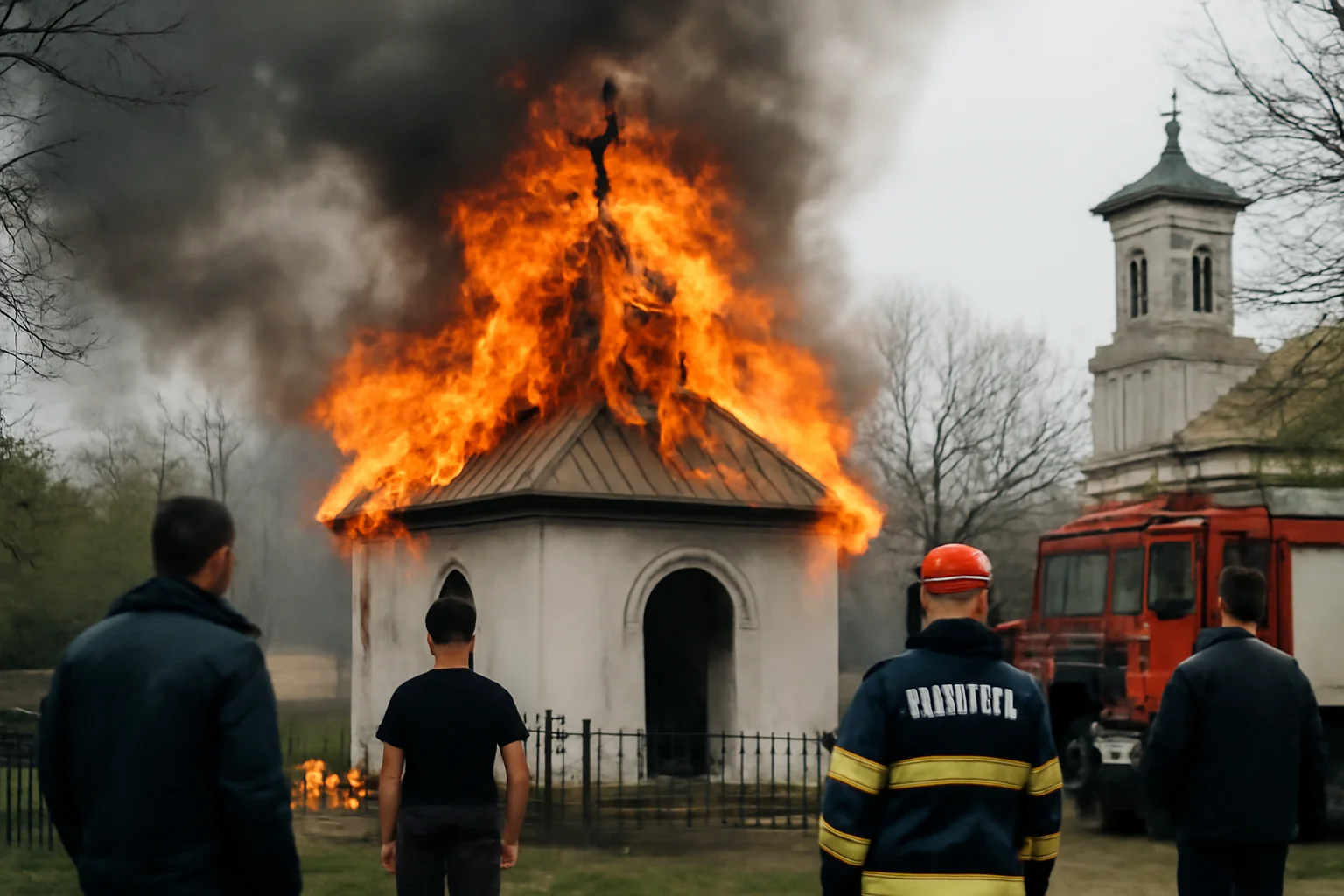 Incendiu la o capelă din Tulcea, în curtea unei biserici: mobilier și icoane distruse