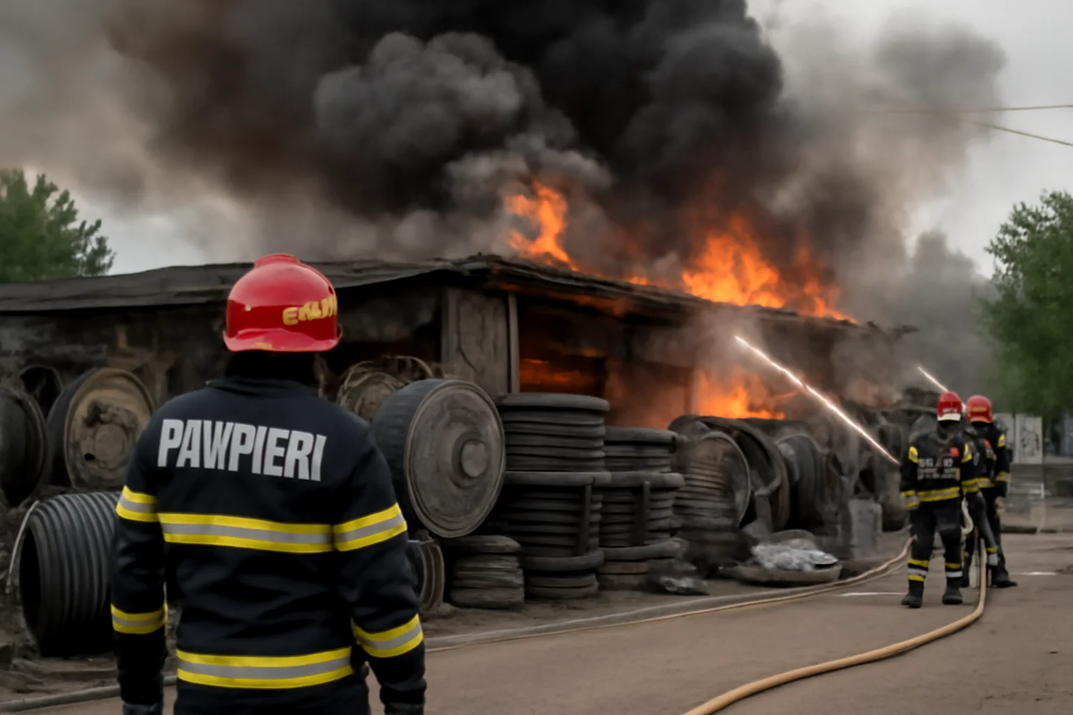 Incendiu la un depozit de cabluri electrice din Tulcea: intervenție de durată a pompierilor