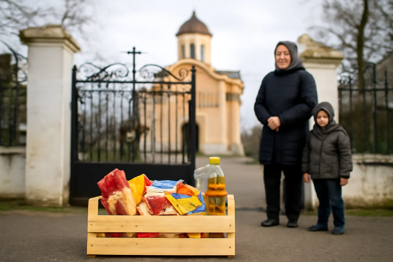 Inițiativă socială la Tulcea: ladă cu alimente pentru școlari la poarta unei biserici