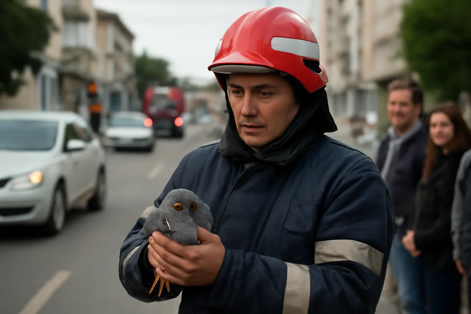 Pasăre rară salvată de pompieri pe o arteră aglomerată din Tulcea