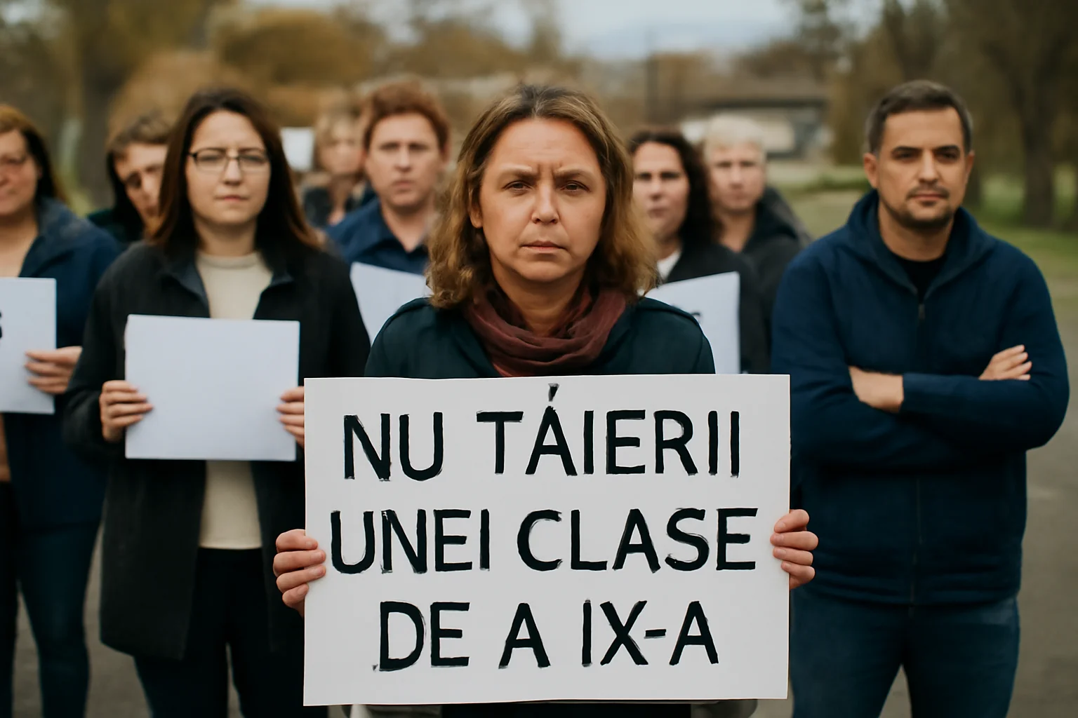 Profesori din Măcin protestează la Tulcea față de reducerea unei clase de a IX-a