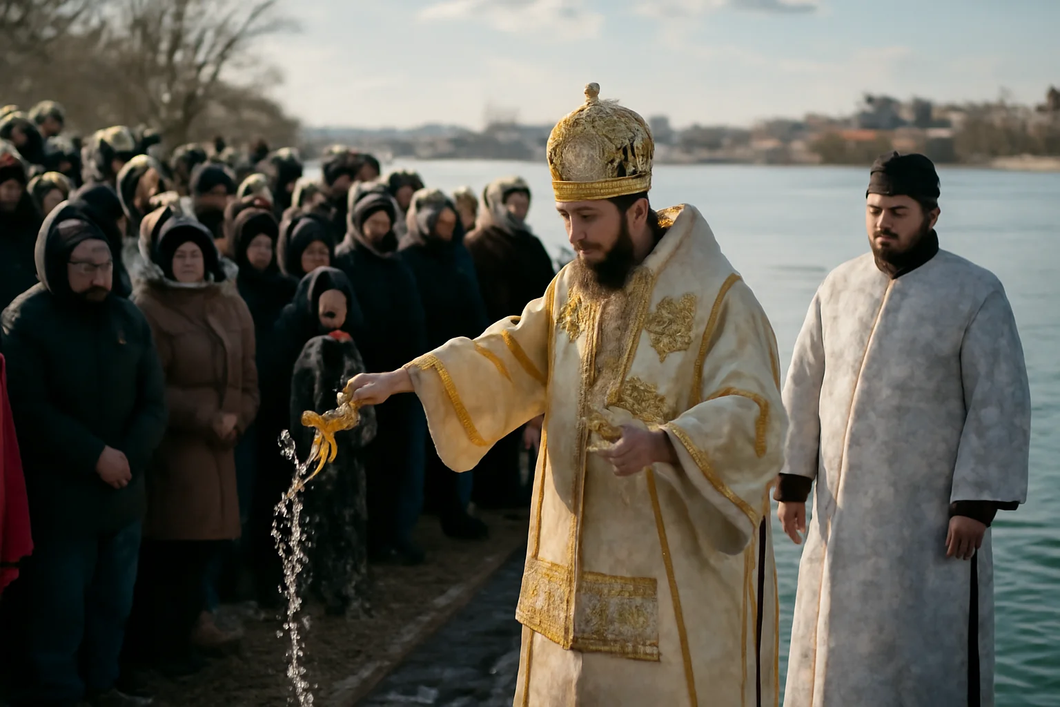 Slujba de Bobotează și sfințirea apei pe Faleza Dunării, la Tulcea, pe 6 ianuarie 2026