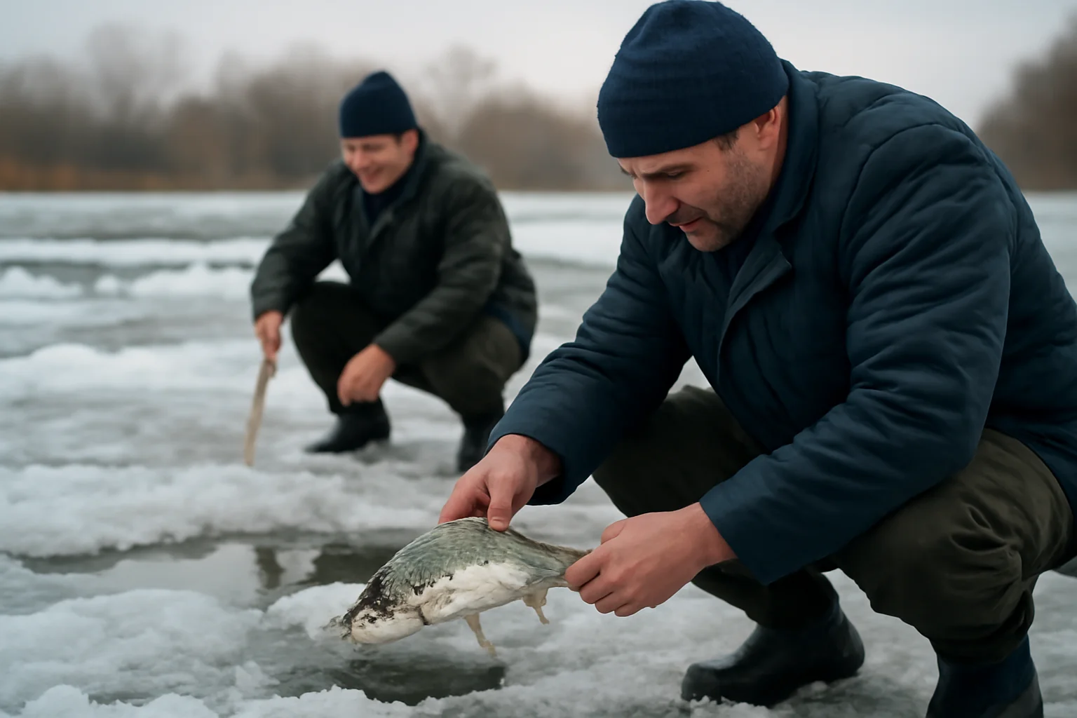 Tulcea: sloiurile de gheață din Delta Dunării creează condiții de protecție pentru pești